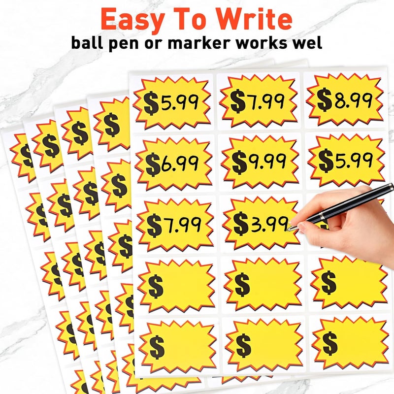 AZUREAL 510PCS Price Stickers, 2"x3" Self-Adhesive Yard Sale Price Stickers, Price Tags with Large Blank to Write Pricing for Retail, Flea Markets and Estate Sales (Yellow) - Image 4
